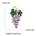 Grape brooch in gold finish with green and purple rhinestones, 6cm x 3.6cm size - Light Purple