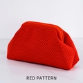 Pochette in maglia rossa con motivo a zig zag e silhouette a nuvola a righe - Borsa a mano in maglia / Modello a zigzag rosso mattone