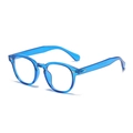 Lunettes rétro avec monture bleue transparente et rivets métalliques en flèche - Bleu Transparent Anti-Lumière Bleue (C19)