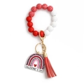 Pulsera llavero de cuentas para San Valentín con borla roja y diseños de corazón - 3# XO Borla Roja