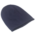 Gorro de punto azul marino de invierno con borde enrollado y textura cálida de conejo - Azul marino