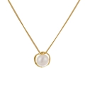 Collier en argent S925 rétro français avec anneau géométrique doré et perle d'eau douce - A350 Bague Vague Perle - Or