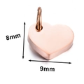 Polished rose gold heart charm for DIY jewelry measuring 8mm by 9mm in stainless steel - Heart Shape (8x9mm) / Rose Gold