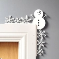 Décoration d'angle de porte de Noël blanche en métal avec bonhomme de neige - Style Bonhomme de Neige Blanc et Flocons Multiples (20cm)