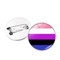 Badge rond drapeau Genderfluid avec rayures roses, blanches, violettes, noires et bleues - Drapeau de la Fierté Genderfluid (Style 25)