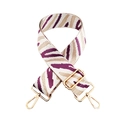 Detail of purple and beige zebra print fabric bag strap with polished gold hardware - White Base Purple Khaki (Zebra)