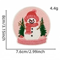 Pink snowman Christmas embroidery patch with size markers for festive DIY decor - 15# Snowman Crystal Ball