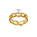 Anello a catena in acciaio inossidabile dorato da 5mm con fascia aperta regolabile - Catena a Maglie Cubane da 5mm / Oro