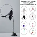 8PCS feather replacements set with suction cup wand for interactive pet cat toys - Upgraded Strong Suction Cup - Black Feather + 8 Replacement Heads Set