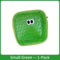 Kleine grüne Kosmetiktasche aus Netzstoff mit Augen-Stickerei und Reißverschluss - Klein / Grün