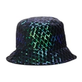 Chapeau bob noir tendance avec paillettes colorées motif losange et protection solaire - Base Noire Style Dégradé Paillettes Multicolores (C)