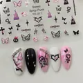 Detail of sweet spicy punk nail stickers with heart, cross, and flame patterns for nail art - YO-017 Punk Style