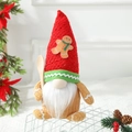 Weihnachts-Lebkuchen-Gnom Plüsch mit roter Strickmütze und Holz-Löffel Dekoration - Rote Hutpuppe