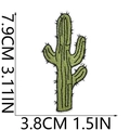 Detailed view of green cactus embroidery patch with dimensions showing 7.9cm height - No.31 Green Cactus