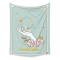 Arazzo dei tarocchi Capricorno bohémien con sole, luna e segni zodiacali floreali - 73x95cm (Tessuto Spazzolato) / Capricorno