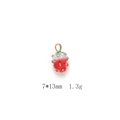 Detailed macro of a red strawberry alloy pendant with gold accents measuring 7x13mm - Red and White Strawberry Style (3#)