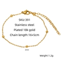 Elegante bracciale a sfere in acciaio inossidabile placcato oro 18k con chiusura - Bracciale (16+5cm) / Oro