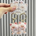 Couple cat keychain set in creamy white with gold lobster clasp and Sweety card - Siamese Cat (Magnetic)