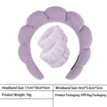 Purple sponge cloud headband and plush wristbands set for face washing and skincare - 10-terry Purple Terry Cloth Headband + 1 Pair Of Wristbands