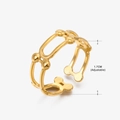 Adjustable golden stainless steel ring featuring star and moon motifs in 1.7cm size - Gold (079 Style) / 1.7cm (Adjustable)