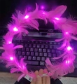 Pink glowing feather wreath headband with LED lights and white battery box - Flower Garland / Goose Feather Pink