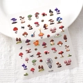 5D embossed mushroom garden nail stickers with snail and insect motifs, model TS-206 - Mushroom Garden (TS-206)