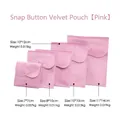 Pink velvet jewelry pouch with snap button available in five sizes from 7x7cm to 11x14cm - Pink