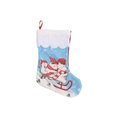 Blue Christmas stocking with polar bears on red sleigh and plush white cuff - Sky Blue Polar Bear Sleigh