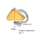 Bague large ajourée bicolore en acier inoxydable doré à l'or 18K et argenté - Style Triangle Arrondi Décalé (A288) / Bicolore (Or & Argent)