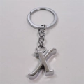 Polished silver metal keychain with uppercase letter X pendant on a minimalist ring - Letter X / Silver
