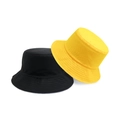 Reversible bucket hat for adults and kids in solid black and yellow cotton fabric - Yellow/Black