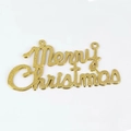 Golden Merry Christmas script cake topper with hanging holes on white background - 32cm / Gold