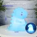 Blue dinosaur shaped silicone night light for kids bedside with compact 12cm height - Baby Dragon Blue