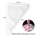 Disposable pastry piping bags medium size 20 pieces clear anti-slip cake frosting tools - Medium Unprinted 20pcs