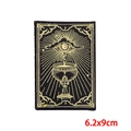 Detailansicht eines 6,2x9cm Tarot-Augen-Stickereipatch mit goldenen mystischen Symbolen - Allsehendes Auge Kelch (PE8700CT)