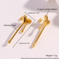 Golden plated stainless steel heart drop earrings with irregular melted design details - Melting Long Heart EJ12-10