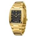 Elegant gold stainless steel watch with a black rectangular dial for business style - Gold Case Black Dial