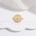 S925 sterling silver gold flower connector with white zircons for DIY jewelry making - Gold