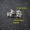 Minimalist silver deer stud earrings in stainless steel with exact size dimensions - 097 Deer / Steel