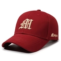 Classic burgundy baseball cap with white 3D embroidery and side M sport lettering - Adjustable / Red
