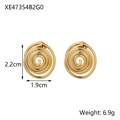 Detailansicht der 14K vergoldeten Spiral-Ohrringe mit Gewichts- und Größenangaben - Spiralstruktur-Stil (XE47354B2G0)