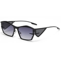 Futuristic black irregular geometric sunglasses with gradient purple lenses for Y2K style - Black Frame Gradient Gray Lens