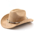 Detail of western cowboy hat featuring woven band with silver star and ethnic beads - M (56-58cm) / Dark Camel