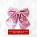 Sparkling rose pink sequin Christmas bow ornament, size 21x24cm for holiday decoration - Sequin Pearl Rose Pink Bow