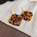 Detailed shot of amber resin square earrings with gold diamond-shaped metal accents - 38# Silver Earring Post-Coffee (Tortoise Square)