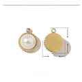 Detailed view of 12mm stainless steel and natural pearl pendant for DIY jewelry - Gold Round Disc Pendant Inlaid with Pearl(VG435)