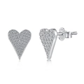 Sparkling S925 sterling silver heart stud earrings with pave-set zircon for women - 925 Silver / Platinum White Zirconia