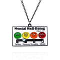 Mental health slider pendant necklace with heart tracker on a black metal chain - Mental Health Necklace / Mental State Necklace