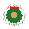 Macro shot of stainless steel Christmas wreath cookie cutter with shiny mirror finish - Wreath 7333