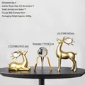 Golden deer figurines and crystal ball stand set for modern luxury home decor - Crystal Ball & Deer Set - Style 4